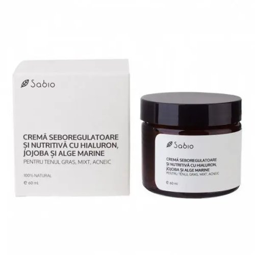 Sebum regulating and nourishing cream with hyaluronic acid + jojoba and seaweed, 60ml - MISHU ONLINE STORE SRL